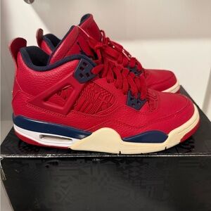 Jordan 4 Retro Red and Navy Sneakers